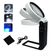 Magnifying Glass with Light and Stand Folding Design, LED Illuminated Magnifi...