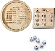 Wooden Dice Tray for Rolling,Personalized Farkle Classic Dice Tray Game,Party Board Dice Games,Dice Box Dish, Rolling Tray Set for Family Party Mother's Day Travel Game Gift (All)