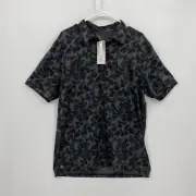 Adidas Men's Short Sleeve Prisma Pattern Performance Golf Polo Gray Black Size L