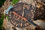 "Hand-Forged Double-Headed Viking Felling Axe | Wood Chopping Tool & Decor" Gift