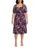 Terra & Sky Women's Plus Size Smocked Mesh Dress, Size: 1X(16-18)