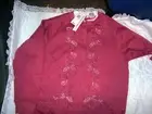 NWT BONNIE EVANS Deep Mauve Fall Leaves Button Down l/s Top - SIZE SMALL