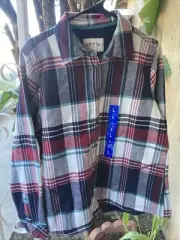 Orvis Flannel Shacket Women's Large Red Plaid Snap Shirt Fleece Lined NWT