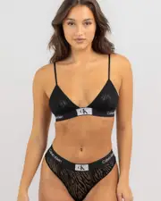 [Calvin Klein Underwear] Calvin Klein Underwear Women's Unlined Triangle Bralette Underwear in Black Size Large L Black