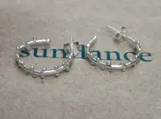 SUNDANCE CATALOG "Arching Willow" Sterling Silver Post Hoop Earrings NIB