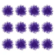 12-Pack Chiffon Flowers 1.97 x 1.97" Fabric Flowers for Craft [Dark Purple]