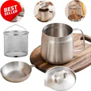 Stainless Steel Oil Strainer Pot – Large - Fine Mesh Strainer, Frying Basket