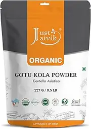 Just Jaivik 100% Organic Gotu Kola Powder, 1/2 Pound - 227g - USDA Organic - Centella Asiatica - Also known as Mandupakarni and Brahmi)