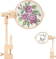 Adjustable Embroidery Hoop Stand Clamp,Desktop Cross Stitch Seat Frame,360 Degree Rotation Cross Stitch Holder,Beech Embroidery Stand Table Clamp