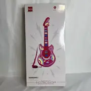 New 19-Inch Kids Flash Guitar with Microphone and Stand Pink Musical Toy