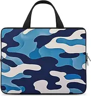 Laptop Case Sleeve Shockproof Computer Carrying Bag Blue Camouflage Print Laptop Bag Tote Lightweight Notebook Case Cover Traveling Briefcase Handle Bags for Travel Business 13inch