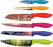 Chef’s Vision Landscape Knife Set - 6-Piece Stainless Steel Kitchen Knives Set with Stunning Nature Scenes - Perfect House Warming Gift Women or Men - Unique Kitchen Knife Set Gift