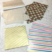 Vintage Wrapping Paper Stripes & Brown Plaid 4 Patterns 70s
