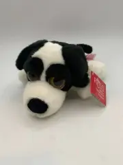 NEW Russ Berrie Marshmallow Puppy Dog Black and White 9" Tags Lil Peepers