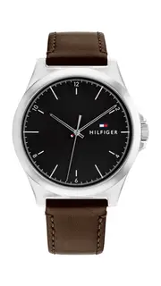 Tommy Hilfiger Norris Dark Brown Leather Black Dial Men's Watch 1710601