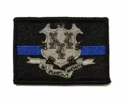 VELCRO® BRAND Fastener Morale HOOK PATCH State of Connecticut BLUE LINE 3x2"