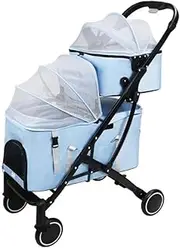Pet Stroller Pet Stroller Double Layer Pet Stroller Pet Stroller for Two Pets Detachable Pet Stroller Outdoor Pet Stroller Small Pet Stroller(Blue)