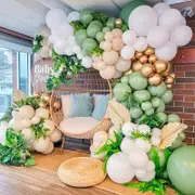 139pcs Sage Green Gold Peach Balloon Garland Arch Kit - Baby Shower Wedding Bridal Shower Birthday Party Decor