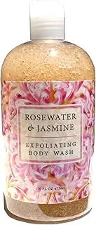 Greenwich Bay ROSEWATER JASMINE Exfoliating Body Wash for Women-Gentle Body Scrub Parabens Free -Sulphates Free-Blended with Loofah, Apricot Seed-Moisturizing Shea Butter -16 oz.