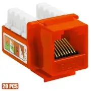 20Pcs Cat6 RJ45 Network LAN Ethernet Keystone Jack 110 Punch Down Snap In Orange