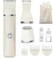unibono 3-in-1 Electric Razor for Women - Waterproof Bikini Trimmer,Rechargeable Electric Shaver for Lady,Pubic Hair Trimmer Women,Personal Trimmer Groomer for Body Hair (Cream, LY)