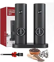 Ausale Electric Salt and Pepper Grinder Set, 2-Pack Automatic Grinding with Battery Operated, LED Blue Light for BBQ Restaurant Kitchen