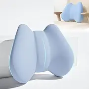 Gautio Back Support Pillow for Pain Relief, Lumbar Support Cushion with Adjustable Strap, Soft Memory Foam Lower Back Rest Cushion for Car Seat & Office Chair (Light Blue)