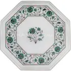 Luxury Marble Coffee Table Top Malachite Multi Stone Inlay Entryway Decor 2'x2'