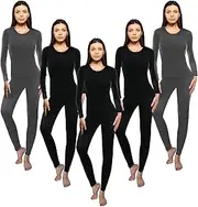 [Patelai] 5 Set Women Thermal Underwear Sets Fleece Lined Long Johns Winter Warm Base Layer Top and Bottom for Cold Weather