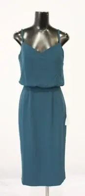 Dress The Population Women's Alondra Midi Dress AH4 Peacock Blue Small NWT