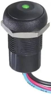 Apem PUSH BUTTON SWITCH Momentary SPST,Through Hole,Dome Illuminated BLACK/GREEN