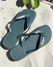 [Havaianas] Havaianas Men's Logo Flip Flops Slippers in Green Olive Size 43/44 43/44 Green Olive