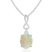 Oval Opal Dangle Pendant with Infinity Loop Bale