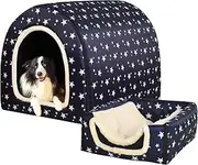 Dog Bed,2 Ways to Use,Indoor Pet House with Fluffy Mat,Removable and Washable Cover,Splash-Proof House and Non-Slip Bottom,for Large Dogs(2XL Star)