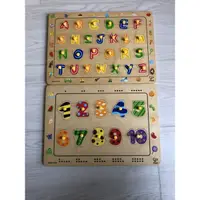 在飛比找蝦皮購物優惠-德國Hape愛傑卡木製玩具-大寫英文字母拼圖+數字拼圖ABC