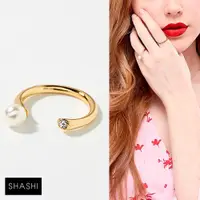 在飛比找蝦皮商城優惠-SHASHI 紐約品牌 MONA 珍珠白鑽雙墜 C型戒指 9