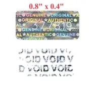 100 HOLOGRAM TAMPER PROOF, WARRANTY VOID,SECURITY LABELS STICKERS SILVER 20x10mm