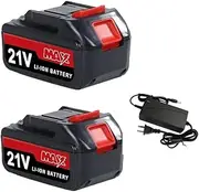 21V 15000mAh Large Capacity Rechargeable Lithium Ion Battery Compatible for Makita Cordless Electric Wrench Dirll Screwdriver Power Tool(2 Battery 1 Charger)