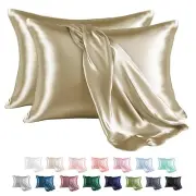 MR&HM Satin Pillowcase for Hair and Skin, Silk Satin Pillowcase 2 Pack, Standard
