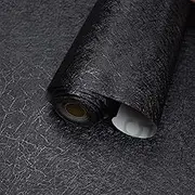 Black Peel and Stick Silk Embossed Self Adhesive Removable Wallpaper - Contact Paper, Wrapping Stickers, Shelf Liner, Vinyl Film 15.7"×393"