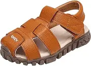 [Egmy] Toddler Kid Boy Girl Closed Toe Casual Sandal Soft Rubber Sole Princess Solid Color Breathable Flat Shoes