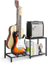VINCOURNA Guitar Stand, 2-Tier Guitar Stands Floor with Guitar Amp Stand, Guitar Rack for Multiple Guitars and Guitar Accessories, Adjustable Guitar Holder, Guitar Display for Music Studio Home