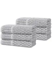 Superior Set of 6 Juno Medium Weight Checkered Border Hand Towels
