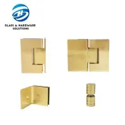 Brushed Gold frameless shower screen hinge handle bracket Made by Brass
