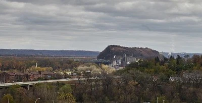 View nearby bluff Red Wing, Minnesota, city along upper Mississi historic photo