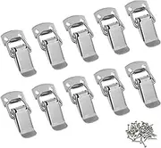 Zorfeter Stainless Steel Spring Loaded Toggle Lock Clasp Buckle Latch for Cabinet Boxes Suitcase with Mounting Screws, Pack of 10