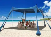 Beach Tent Sun Shelter - UPF50+ Outdoor Shade W/8 Sandbags & Full Gear