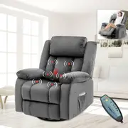 Advwin Electric Recliner Chair, Massage Rocker Recliner with Heat and Vibration Manual Reclining Chair for Home Theater Seating (Gray)