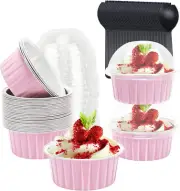 Jumbo Muffin Liners with Lids 50 Pack, 5Oz Aluminum Foil Cupcake Cups Muffin Tin