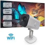 Mini 4K Portable Projector,180 Adjustable,Wi-Fi,USB Power Mode For Indoor Outdoor Movie,Game,Camping,Office Use Color White